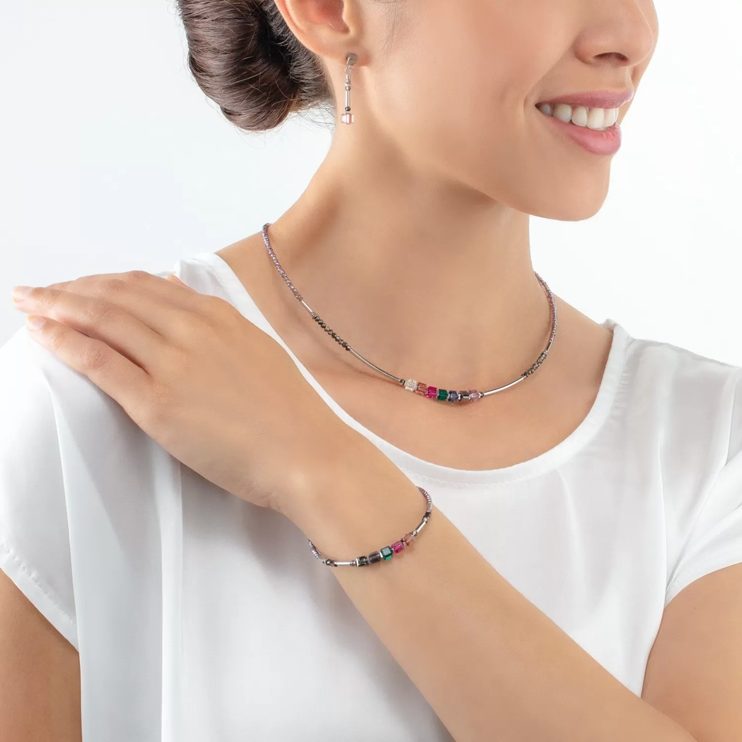 COEUR DE LION Cube Story Minimalistisches funkelndes Armband mehrfarbig im Jugendstil- Kristallarmbänder