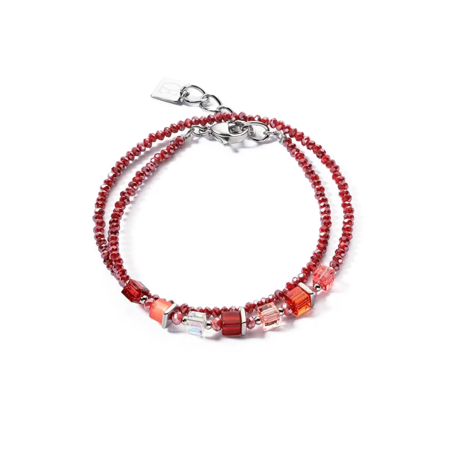 COEUR DE LION Joyful Colors Wickelarmband Silber Rot- Kristallarmbänder