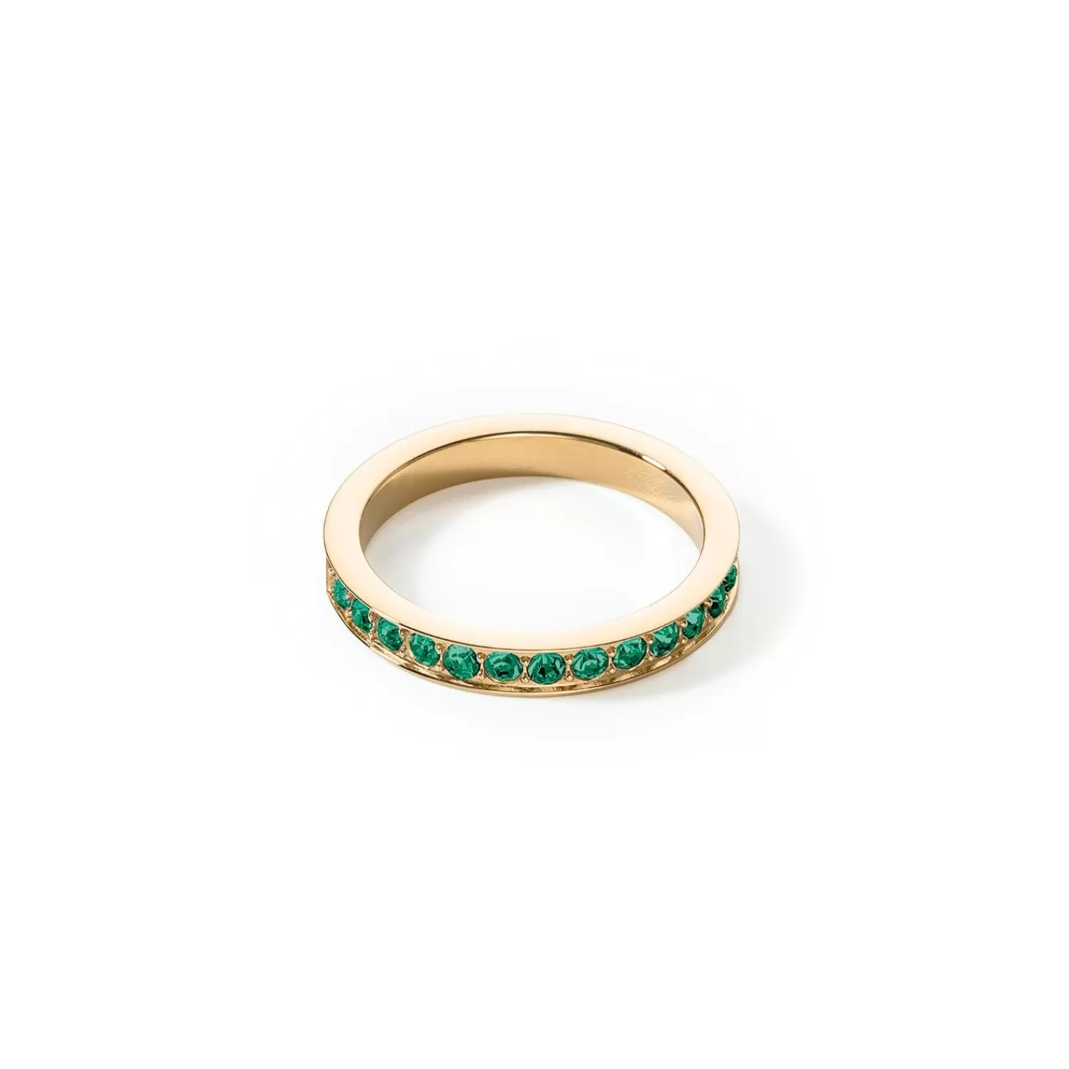 COEUR DE LION Ring Edelstahl & Kristalle Gold Dunkelgrün- Coeur Essentials